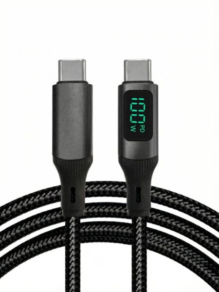 Mythos Tech Essentials 100W USB-C to USB-C Fast Charging Cable with LED Power Display