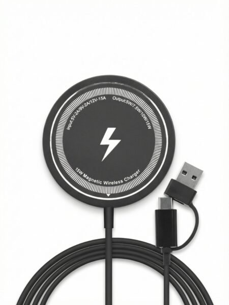 Mythos Tech Essentials MagSafe Magnetic Wireless Charger Cable – 15W Fast Charging for iPhone (Black)