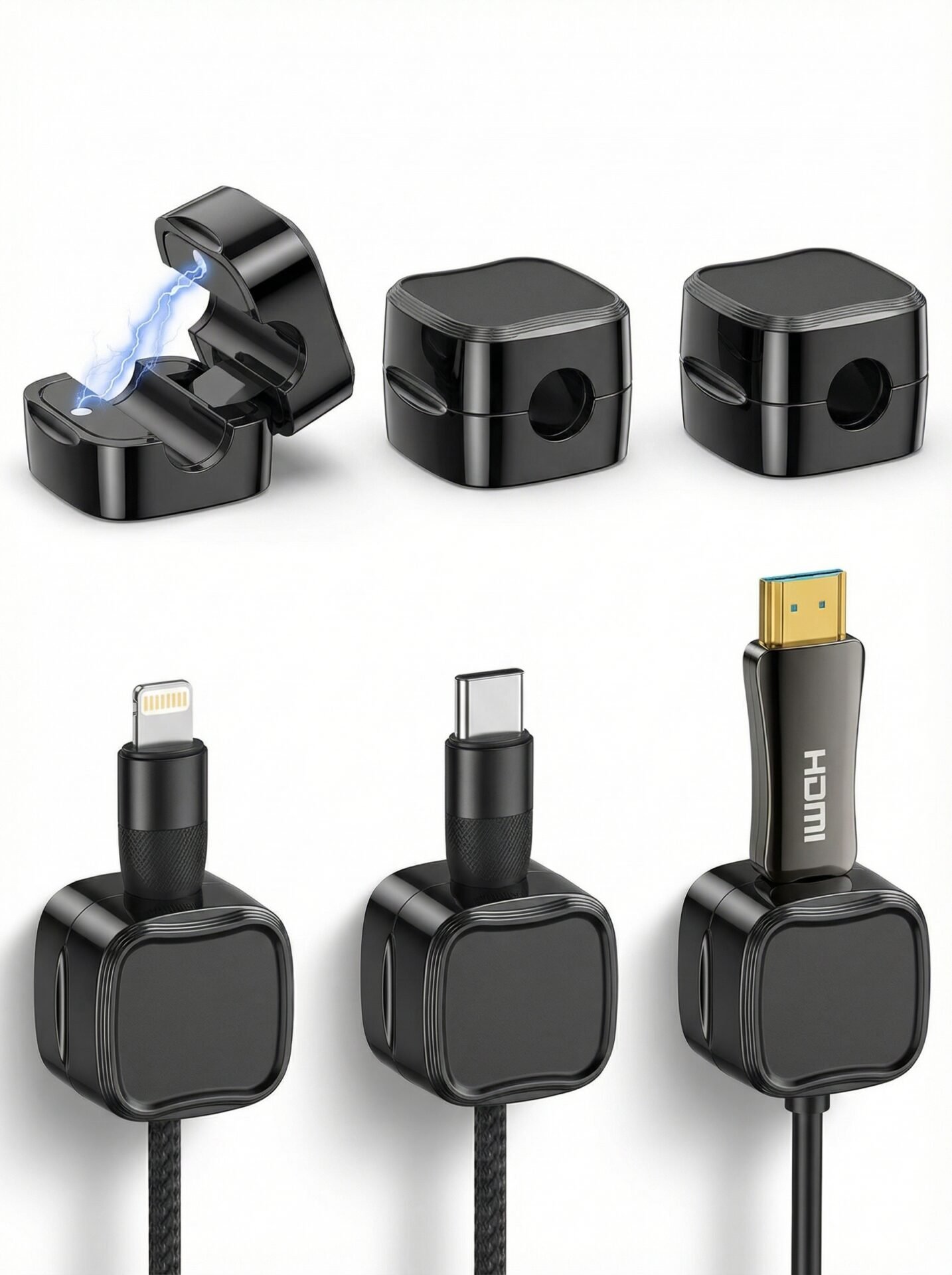 Mythos Tech Essentials Magnetic Cable Management System – Clean Desk, Zero Cable Mess – (Pack of 6) - Image 2